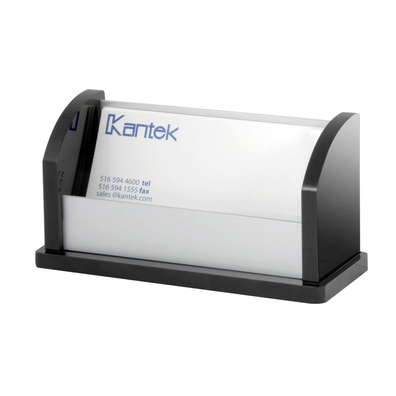 Kantek Black Acrylic and Aluminum Business Card Holder, 4.5-Inch Wide x 2-Inch Deep x 2.5-Inch High (BA330) - Image 1